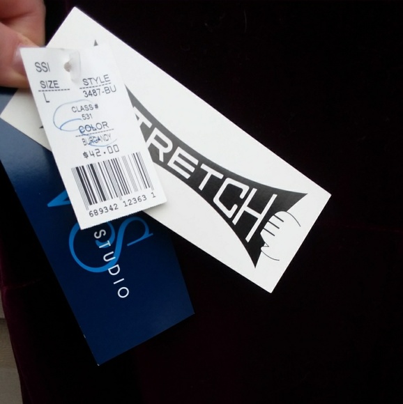 Vintage Studio Sz L Burgandy Velvet Dress Stretch - Picture 5 of 5